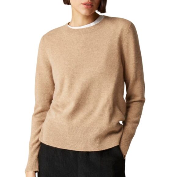 J.Crew Cashmere Classic Fit Crewneck Sweater Heather Camel BA400 Size XL New - Picture 2 of 14